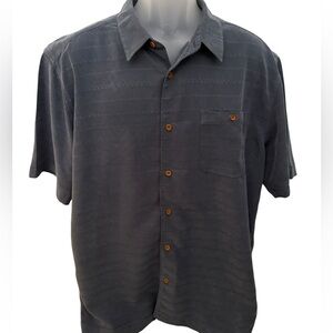 QUIKSILVER Waterman Collection Blue Gray Collared Shirt Tailored Fit Men XL